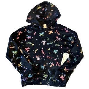 Girls Black Fleece Unicorn Sweatshirt hoodie Large NWT